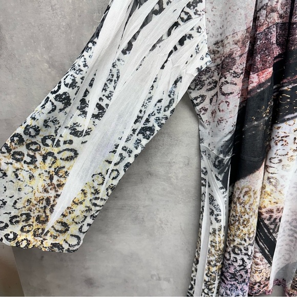 Jess & Jane Cardigan Womens 2X Mesh Open Knit USA Made Lagenlook Animal Print - Picture 5 of 8